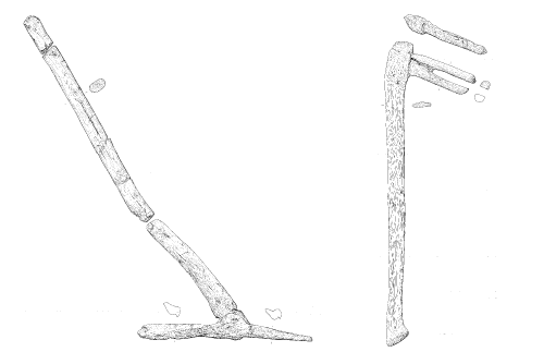 archaeological drawing of wood artefact