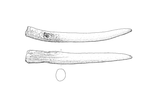 archaeological drawing of a bone artefact