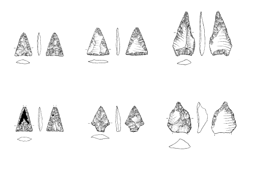 archaeological drawing of silices
